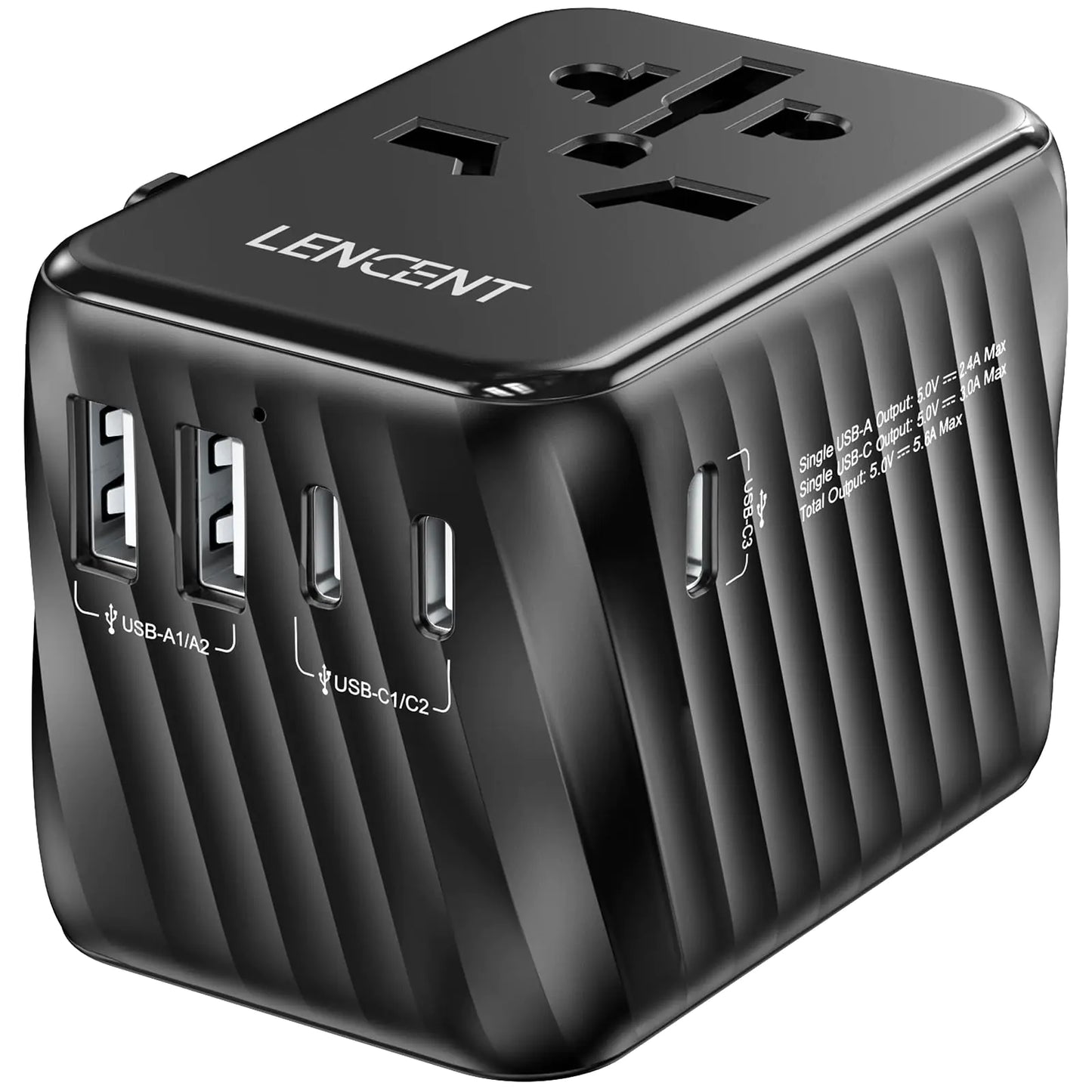 Universal Travel Power Adapter – All-in-One International Plug Adapter with USB-C and USB-A Ports for 200+ Countries