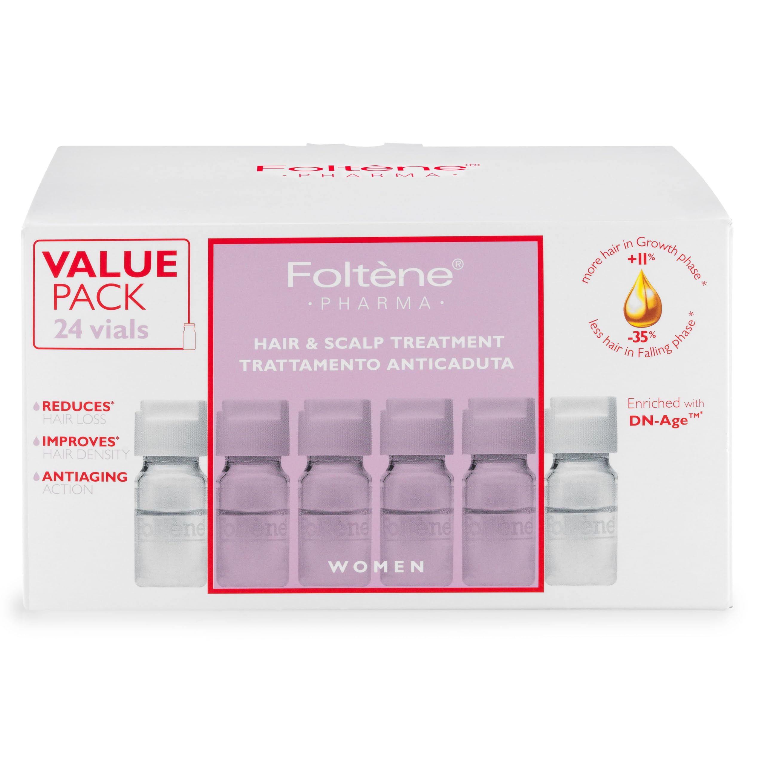 FOLTENE Hair Growth Serum Woman - Scalp Serum for Hair Growth for Thicker Stronger Locks - Revolutionary Hair Serum for Hair Growth Anti Hair Loss Serum for Strengthening Your Hair (24 Vials)