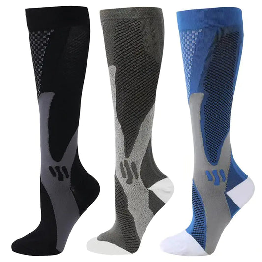 3 Pairs Sport Compression Socks – Comfortable, Breathable Support Socks for Travel, Work, Exercise and Daily Wear (Men & Women)