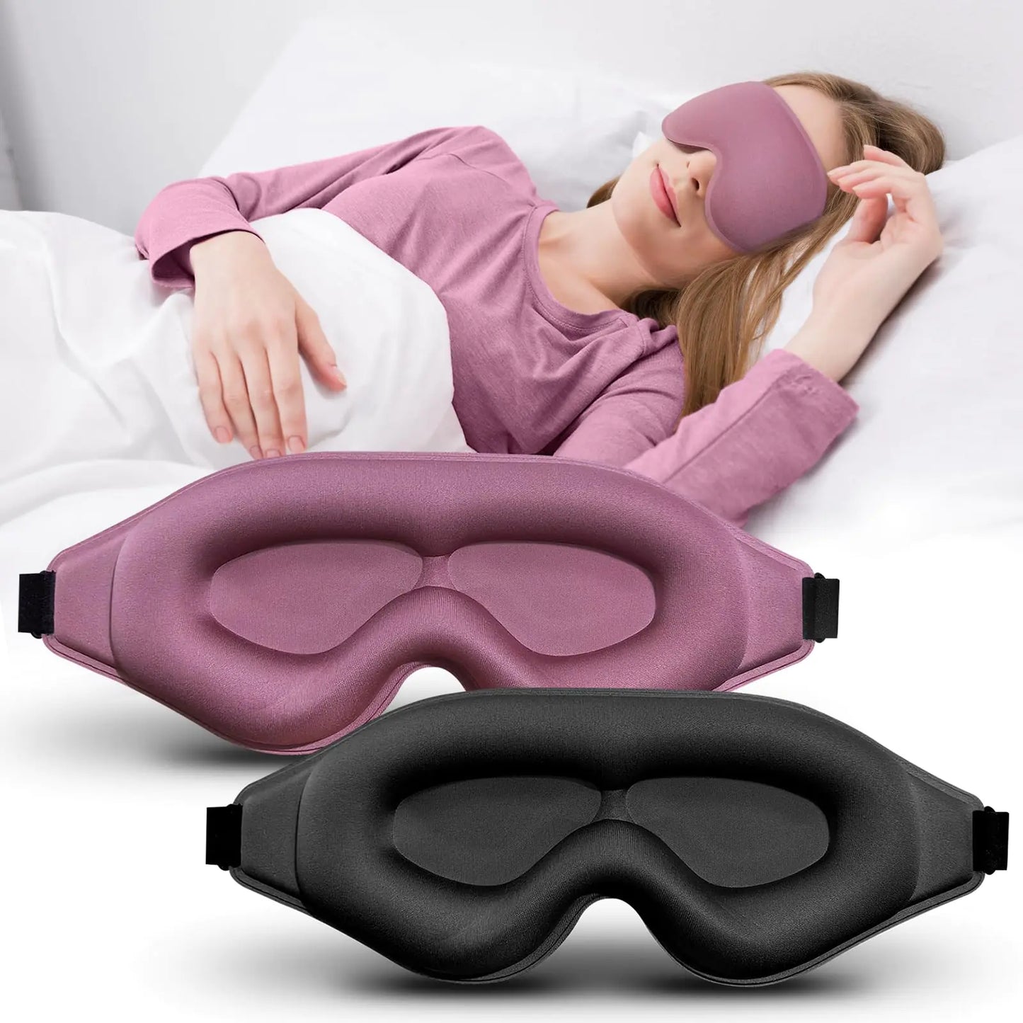 3D Advanced Sleep Eye Mask – Ultra-Soft, Skin-Friendly, 100% Blackout Eye Mask with Memory Foam for Men and Women (Eyelash-Safe Design)