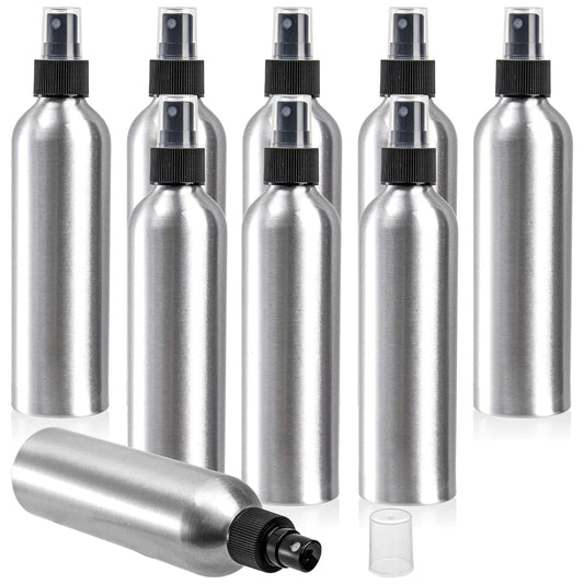 8oz Fine Mist Aluminum Spray Bottles – Refillable, Shatterproof, Leakproof Atomizer Bottles for Perfume, Toner and Essential Oils (9 Pack)