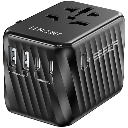 Universal Travel Power Adapter – All-in-One International Plug Adapter with USB-C and USB-A Ports for 200+ Countries