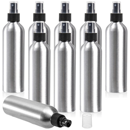 8oz Fine Mist Aluminum Spray Bottles – Refillable, Shatterproof, Leakproof Atomizer Bottles for Perfume, Toner and Essential Oils (9 Pack)